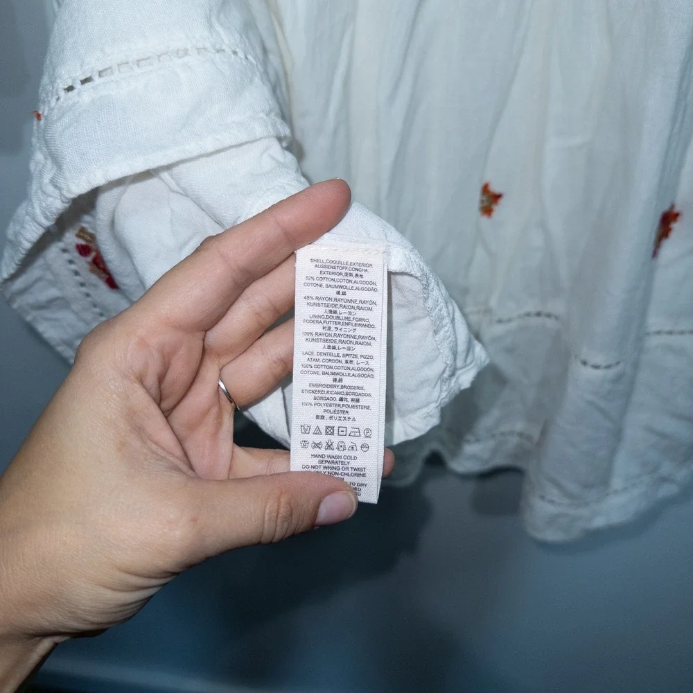 Free People‎ Ivory White Counting Daisies Embroidered Mini Dress Medium